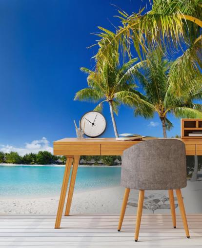 Bora Bora Beach Mural Bakgrunn Bora Bora Beach Mural Bakgrunn