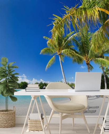 Bora Bora Beach väggmålning Bakgrund Bora Bora Beach väggmålning Bakgrund