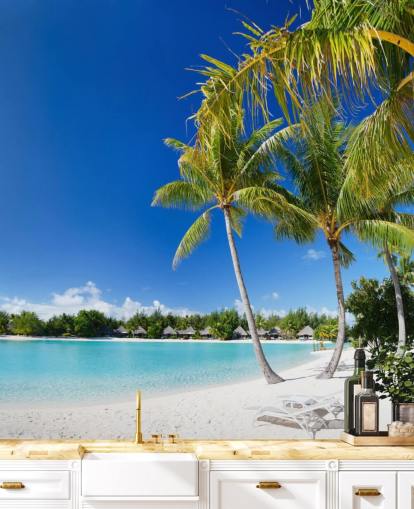 Bora Bora Beach Mural Bakgrunn Bora Bora Beach Mural Bakgrunn