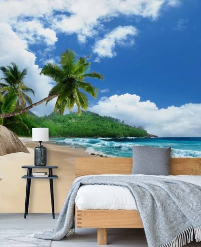 custom tropical beach wallpaper called Mahe Island Beach, Seychelles for offices and kitchens