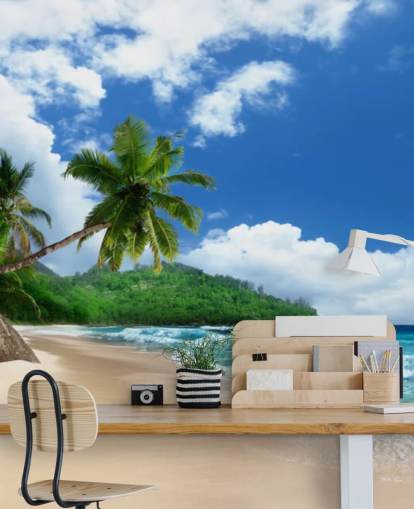 custom tropical beach wallpaper called Mahe Island Beach, Seychelles for offices and kitchens custom tropical beach wallpaper called Mahe Island Beach, Seychelles for offices and kitchens