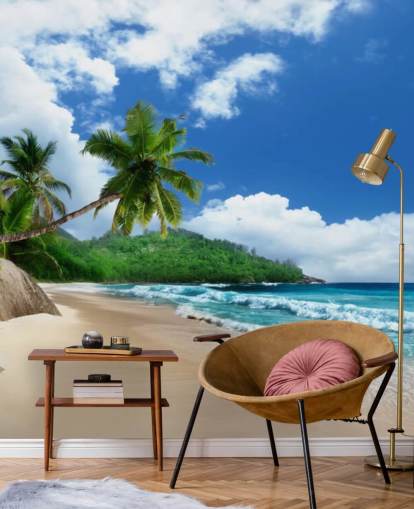 custom tropical beach wallpaper called Mahe Island Beach, Seychelles for offices and kitchens
