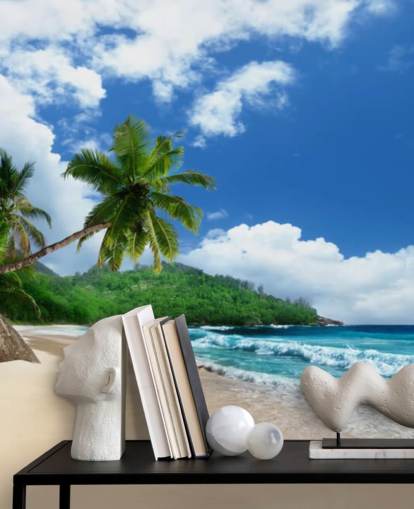 custom tropical beach wallpaper called Mahe Island Beach, Seychelles for offices and kitchens