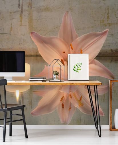 Candle and Lily Pink Flower Wallpaper