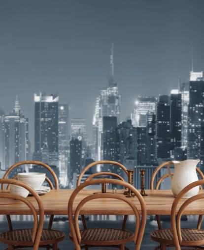 Schwarz-Weiß-Tapete aus New York City mit dem Titel Manhattan Black & White Panoramic für Wohnzimmer, Schlafzimmer und Büros