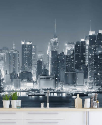 black and white new york city wallpaper mural called Manhattan Black & White Panoramic for living rooms, bedrooms and offices black and white new york city wallpaper mural called Manhattan Black & White Panoramic for living rooms, bedrooms and offices
