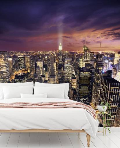 mørkt new york skyline tapetmaleri kalt New York Skyskrapere for soverom og stuer mørkt new york skyline tapetmaleri kalt New York Skyskrapere for soverom og stuer