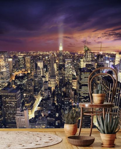 dark new york skyline wallpaper mural called New York Skyscrapers for bedrooms and living rooms