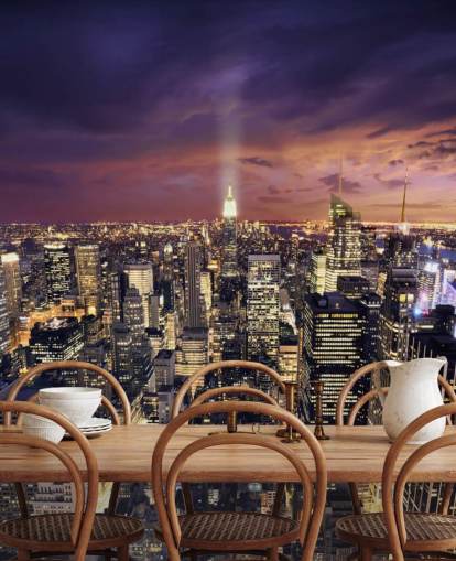 dark new york skyline wallpaper mural called New York Skyscrapers for bedrooms and living rooms