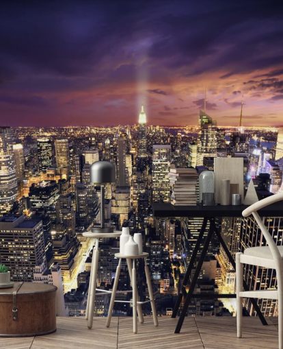 dark new york skyline wallpaper mural called New York Skyscrapers for bedrooms and living rooms