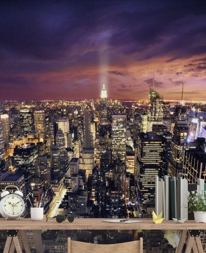 dark new york skyline wallpaper mural called New York Skyscrapers for bedrooms and living rooms