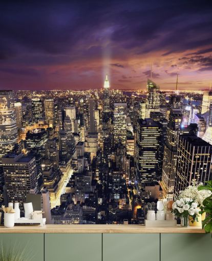 dark new york skyline wallpaper mural called New York Skyscrapers for bedrooms and living rooms