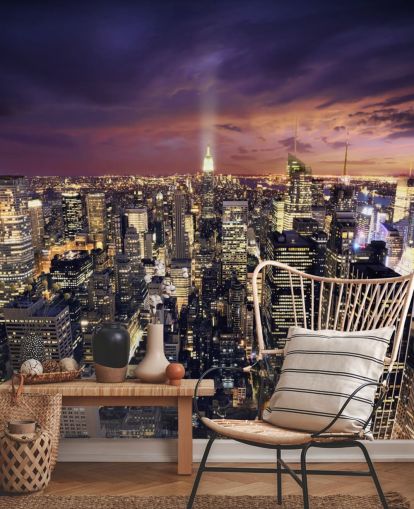 dark new york skyline wallpaper mural called New York Skyscrapers for bedrooms and living rooms