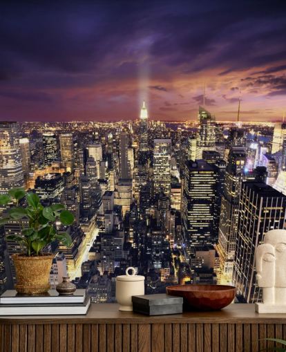 mørkt new york skyline tapetmaleri kalt New York Skyskrapere for soverom og stuer