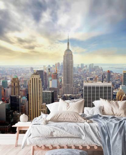 mural brillante de papel pintado de la ciudad de Nueva York llamado Manhattan Skyline para dormitorios, salas de estar y comedores mural brillante de papel pintado de la ciudad de Nueva York llamado Manhattan Skyline para dormitorios, salas de estar y comedores