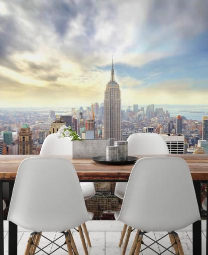 mural brillante de papel pintado de la ciudad de Nueva York llamado Manhattan Skyline para dormitorios, salas de estar y comedores