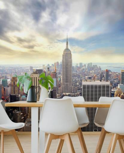 mural brillante de papel pintado de la ciudad de Nueva York llamado Manhattan Skyline para dormitorios, salas de estar y comedores mural brillante de papel pintado de la ciudad de Nueva York llamado Manhattan Skyline para dormitorios, salas de estar y comedores