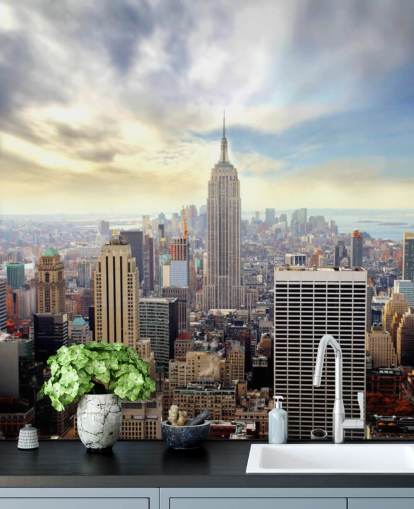 luminosa carta da parati murale di New York City chiamata Manhattan Skyline per camere da letto, salotti e sale da pranzo luminosa carta da parati murale di New York City chiamata Manhattan Skyline per camere da letto, salotti e sale da pranzo
