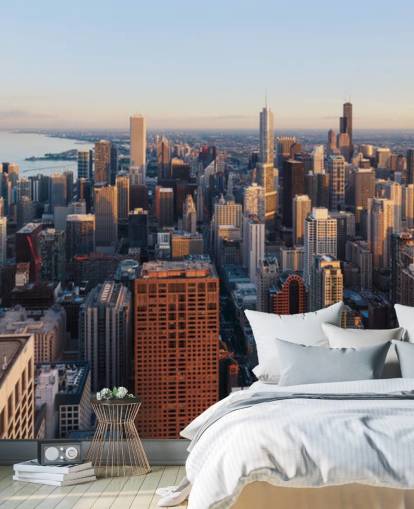 sky view of chicago wall mural