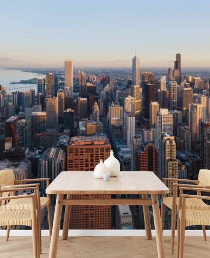 sky view of chicago wall mural