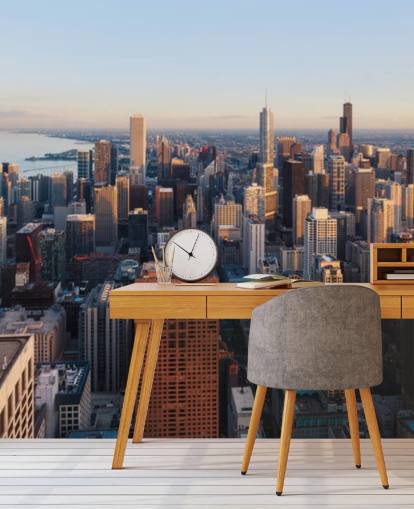 sky view of chicago wall mural