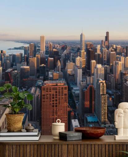 sky view of chicago wall mural