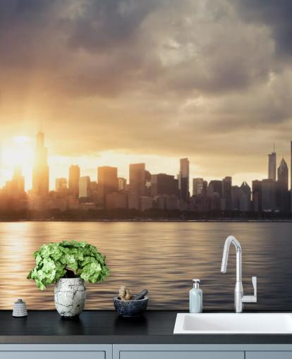 carta da parati sorgere del sole a chicago