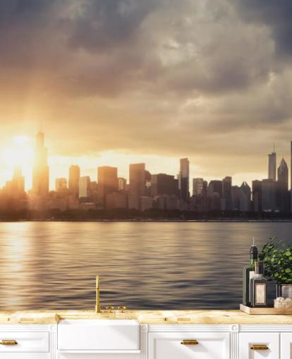 sun rise at chicago wallpaper