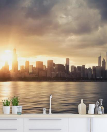 auringon nousu Chicagossa tapetti