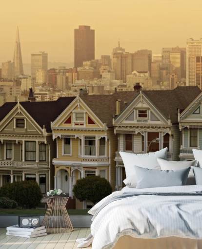 række af victorianske huse tapet række af victorianske huse tapet