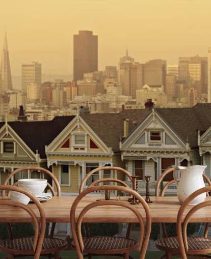 row of victorian houses wallpaper