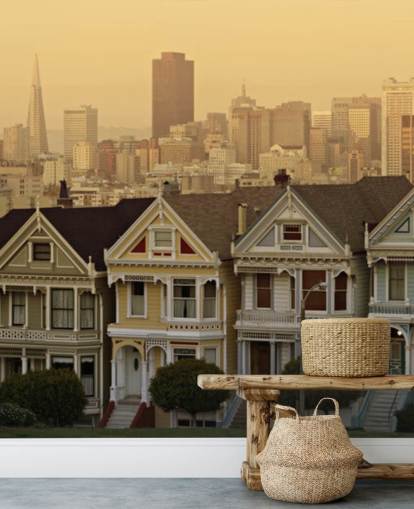 row of victorian houses wallpaper