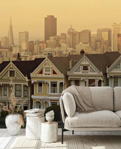 row of victorian houses wallpaper