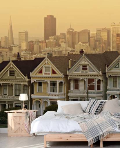 row of victorian houses wallpaper