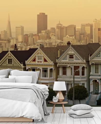 linha de casas vitorianas papel de parede