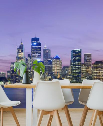 purple sky over sydney behang
