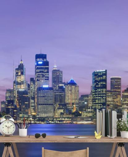 purple sky over sydney wallpaper