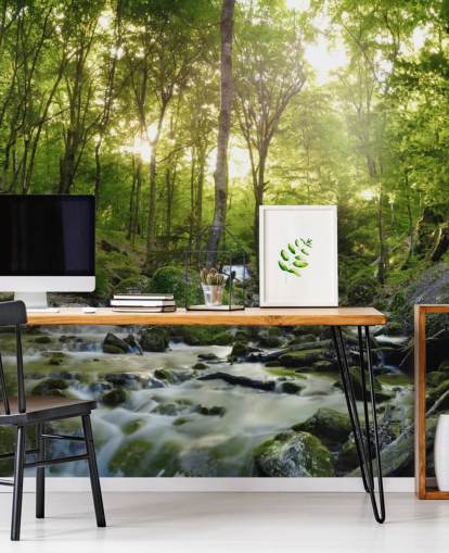 carta da parati verde a cascata chiamata Forest Waterfall at Wallsauce per camere da letto, bagni e uffici carta da parati verde a cascata chiamata Forest Waterfall at Wallsauce per camere da letto, bagni e uffici