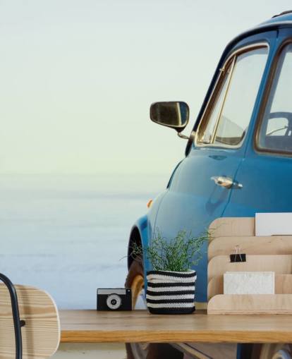 Blue Vintage Mini Car Wallpaper Mural
