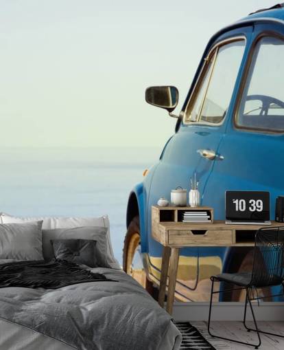 Papier Peint Fresque Mini Voiture Vintage Bleu