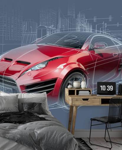 Papel Pintado Coche Rojo