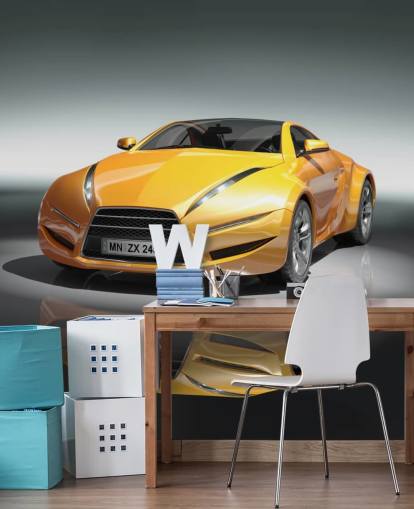 Tapeten-Wandbild „Moderne gelbe Sportwagen“