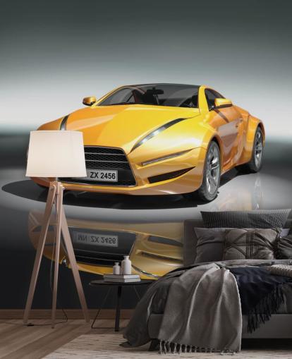 Papel de parede de carro esportivo amarelo moderno Papel de parede de carro esportivo amarelo moderno