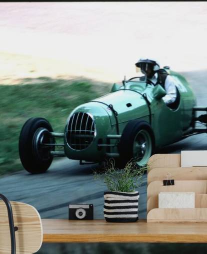 Papier Peint Fresque Voiture de Course Vintage Vert