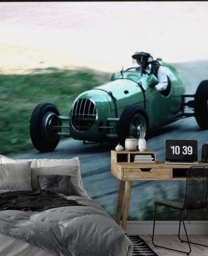 Tapeten-Wandbild „Vintage Rennwagen“ Grün