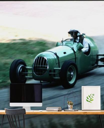 Papier Peint Fresque Voiture de Course Vintage Vert