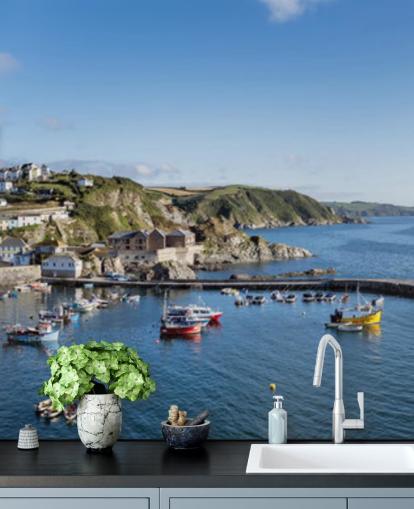 Boats in Fishing Harbour Wallpaper