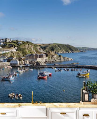 Boten in Fishing Harbour Wallpaper