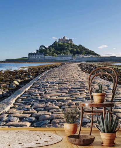 Décoration murale Château en mer avec chemin pavé Décoration murale Château en mer avec chemin pavé