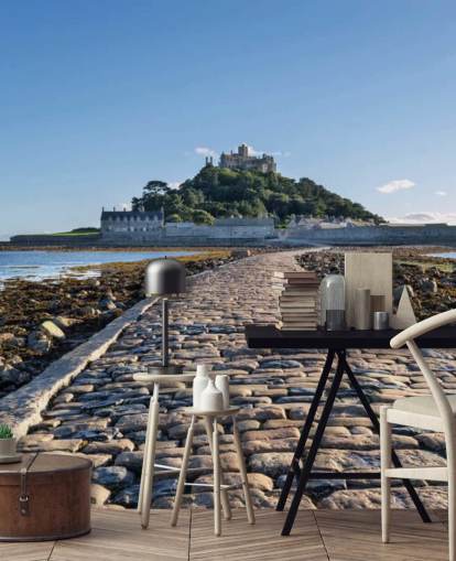 Castle in Sea with Cobbled Path Wall Mural Castle in Sea with Cobbled Path Wall Mural
